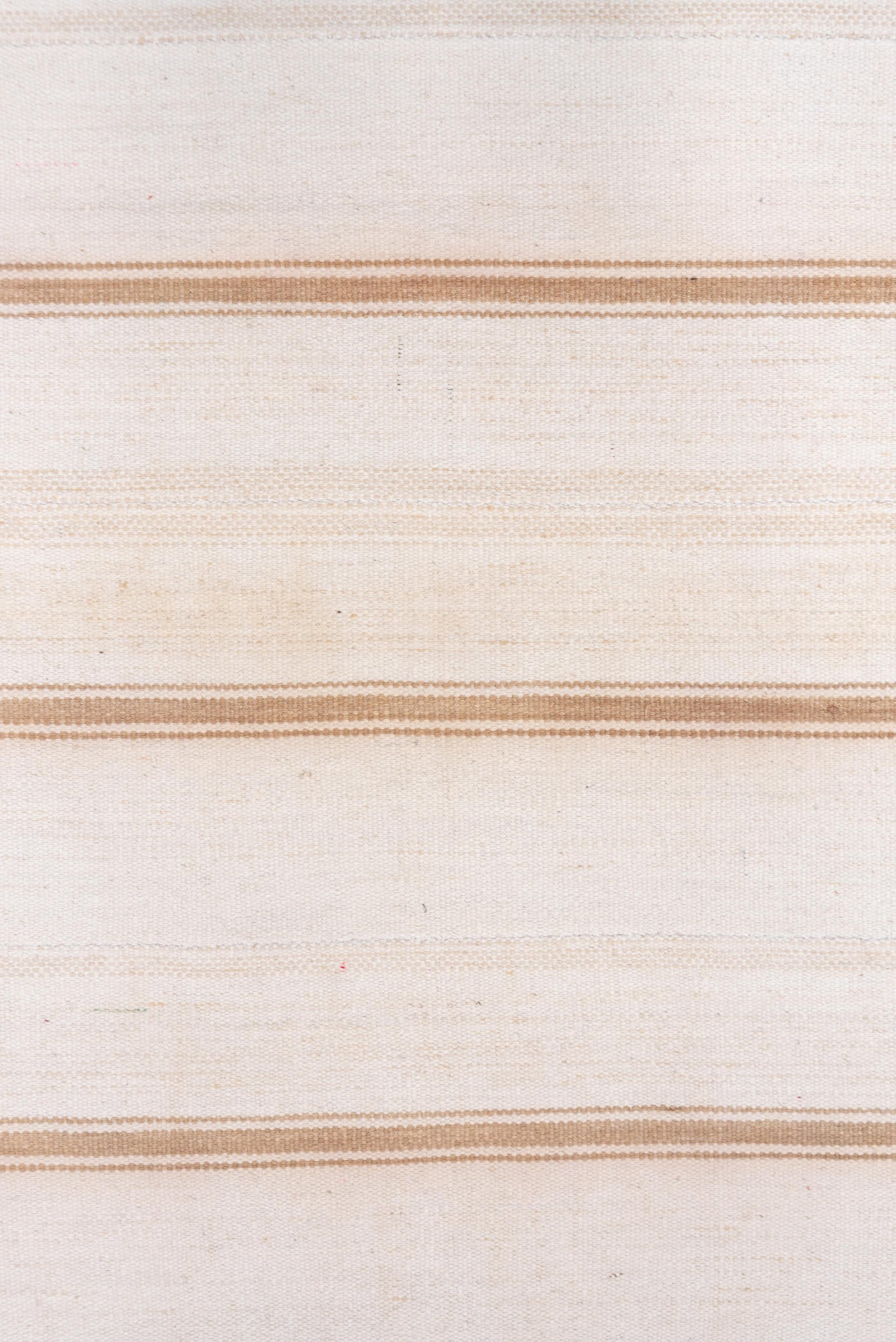 3' x 7' one-of-a-kind handmade vintage Flatweave rug. Color palette: ivory, cream, tan, taupe, beige, gray