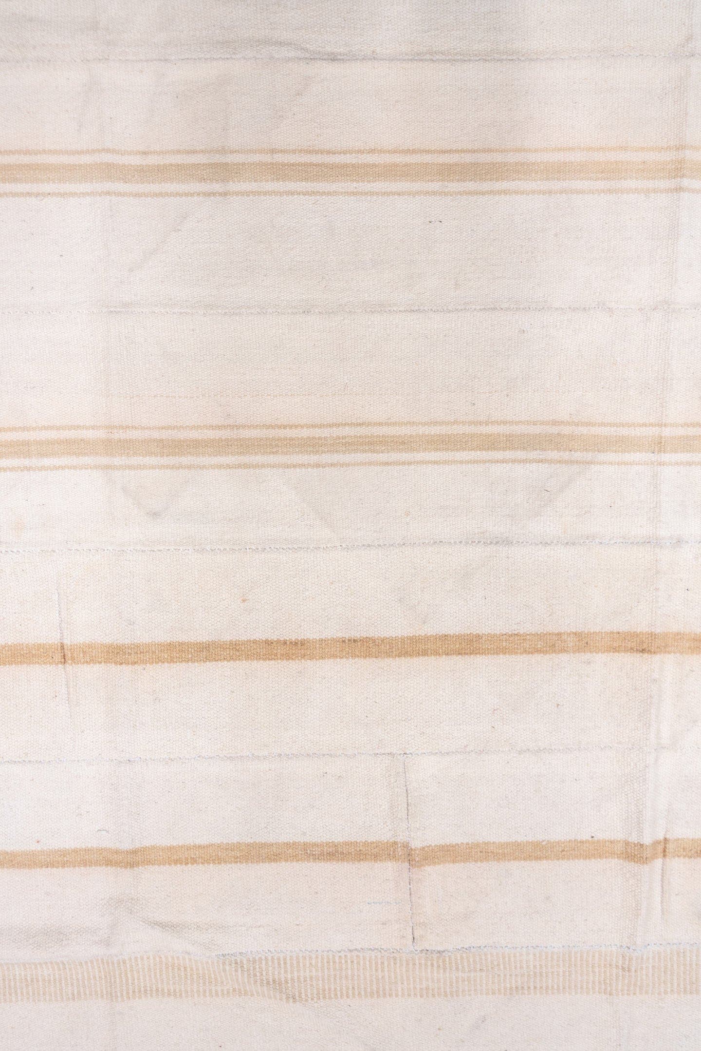 7' x 11' one-of-a-kind handmade vintage Flatweave large size rug. Color palette: ivory, beige, camel, cream