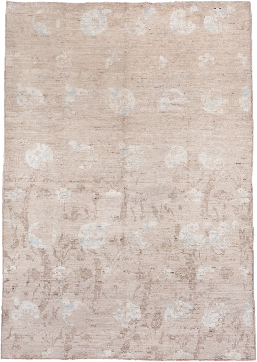 8' x 12' one-of-a-kind handmade handmade Modern large size rug. Color palette: beige, ivory, taupe, pale_blue, cream, gray
