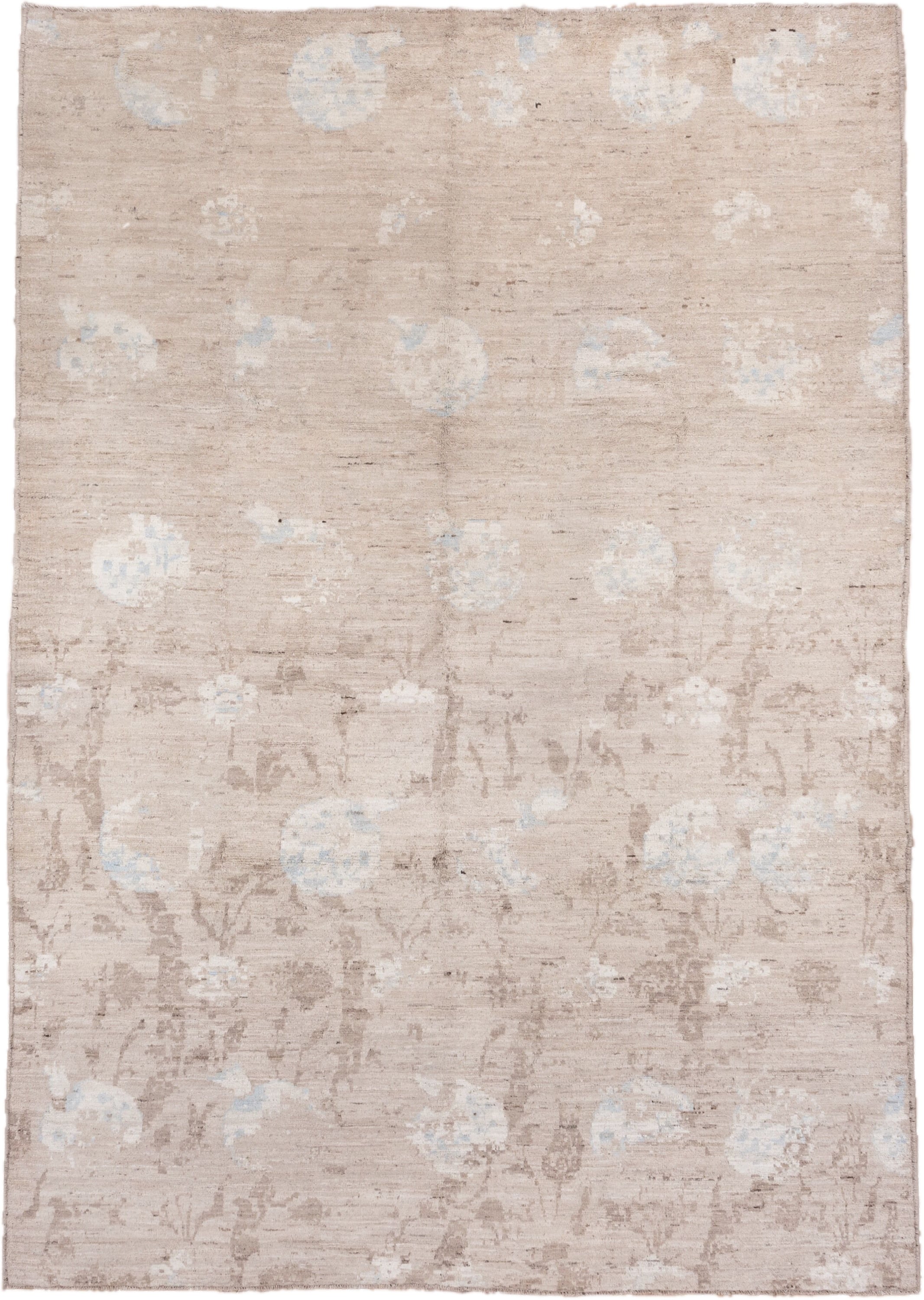 8' x 12' one-of-a-kind handmade handmade Modern large size rug. Color palette: beige, ivory, taupe, pale_blue, cream, gray