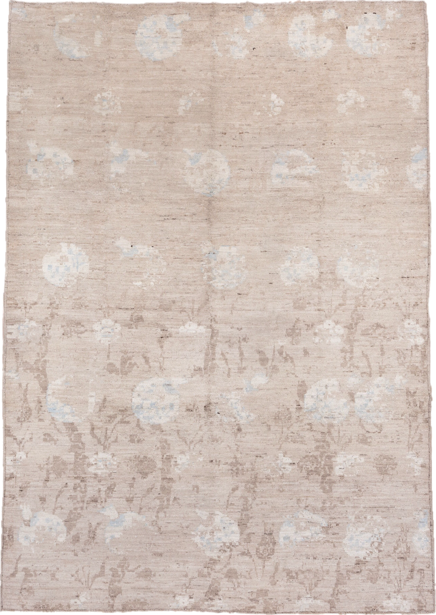 8' x 12' one-of-a-kind handmade handmade Modern large size rug. Color palette: beige, ivory, taupe, pale_blue, cream, gray