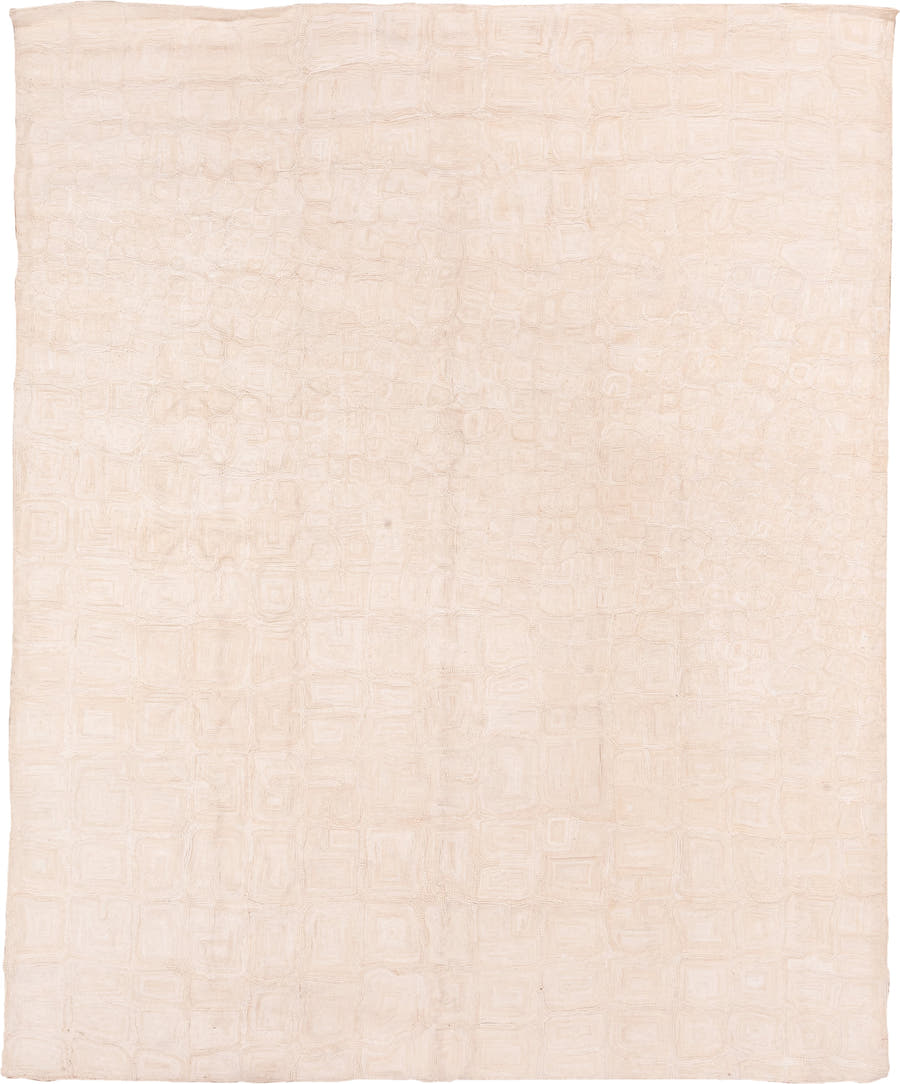 8' x 10' one-of-a-kind handmade vintage Flatweave large size rug. Color palette: ivory, blush, cream, beige, taupe, pink