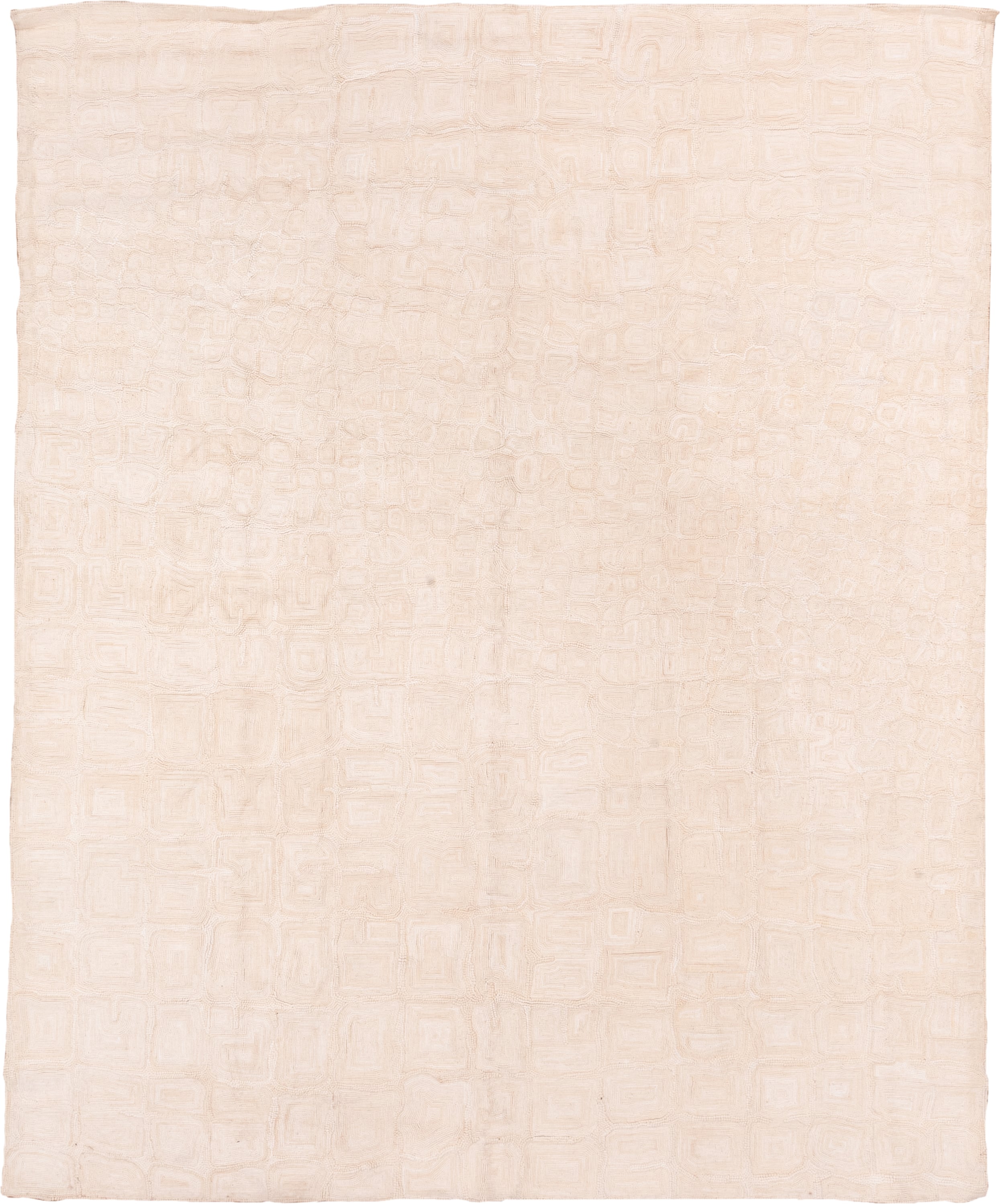8' x 10' one-of-a-kind handmade vintage Flatweave large size rug. Color palette: ivory, blush, cream, beige, taupe, pink