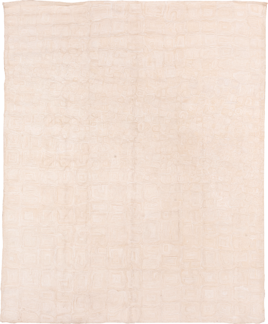 8' x 10' one-of-a-kind handmade vintage Flatweave large size rug. Color palette: ivory, blush, cream, beige, taupe, pink