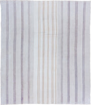 9' x 11' one-of-a-kind handmade antique Flatweave large size rug. Color palette: ivory, lavender, gold, cream, light gray