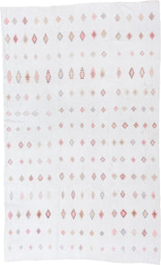 7' x 11' one-of-a-kind handmade antique Flatweave large size rug. Color palette: ivory, rose, blush, taupe, peach, gray