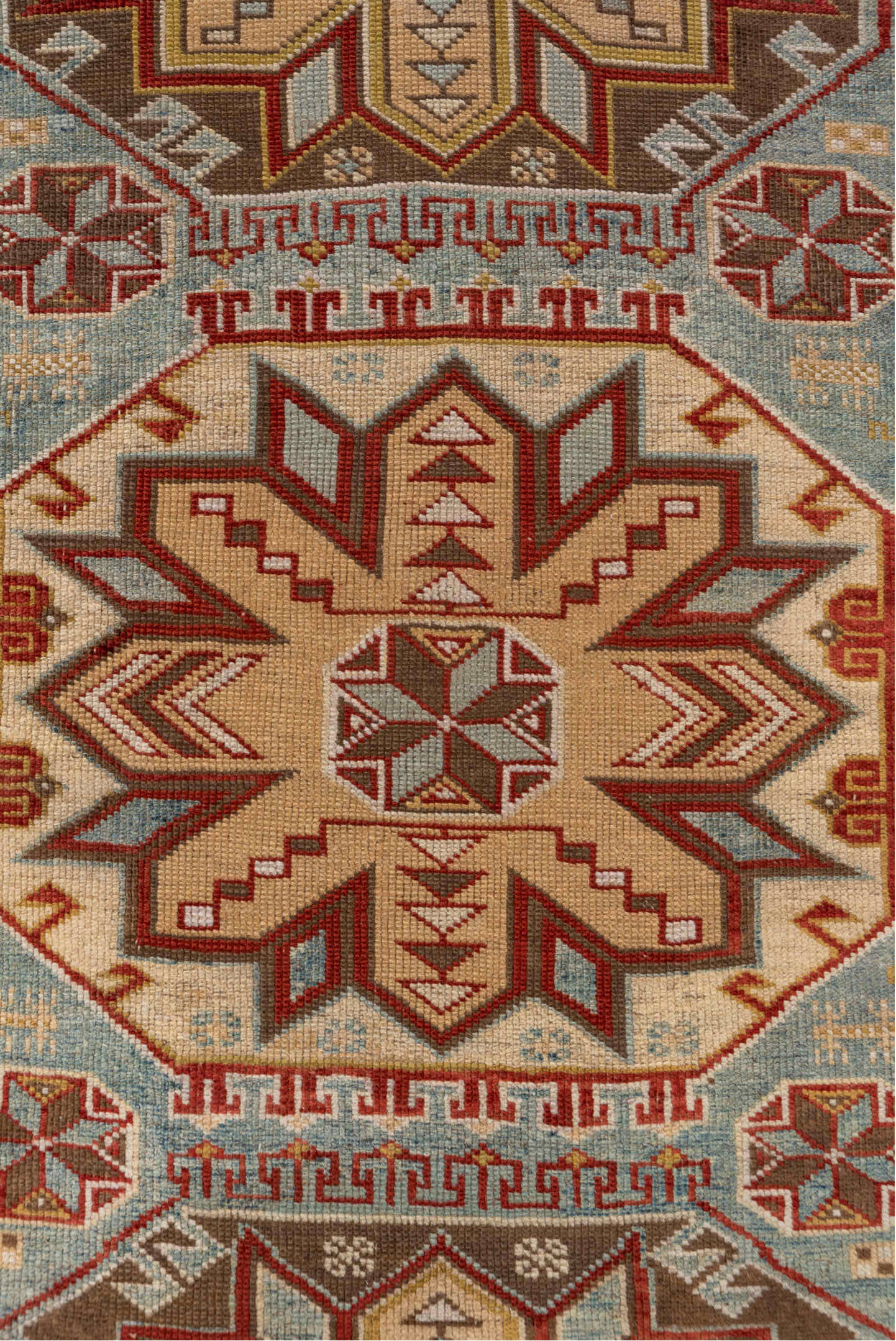 3' x 5' one-of-a-kind handmade vintage Shirvan small size rug. Color palette: brown, gray, pink, red