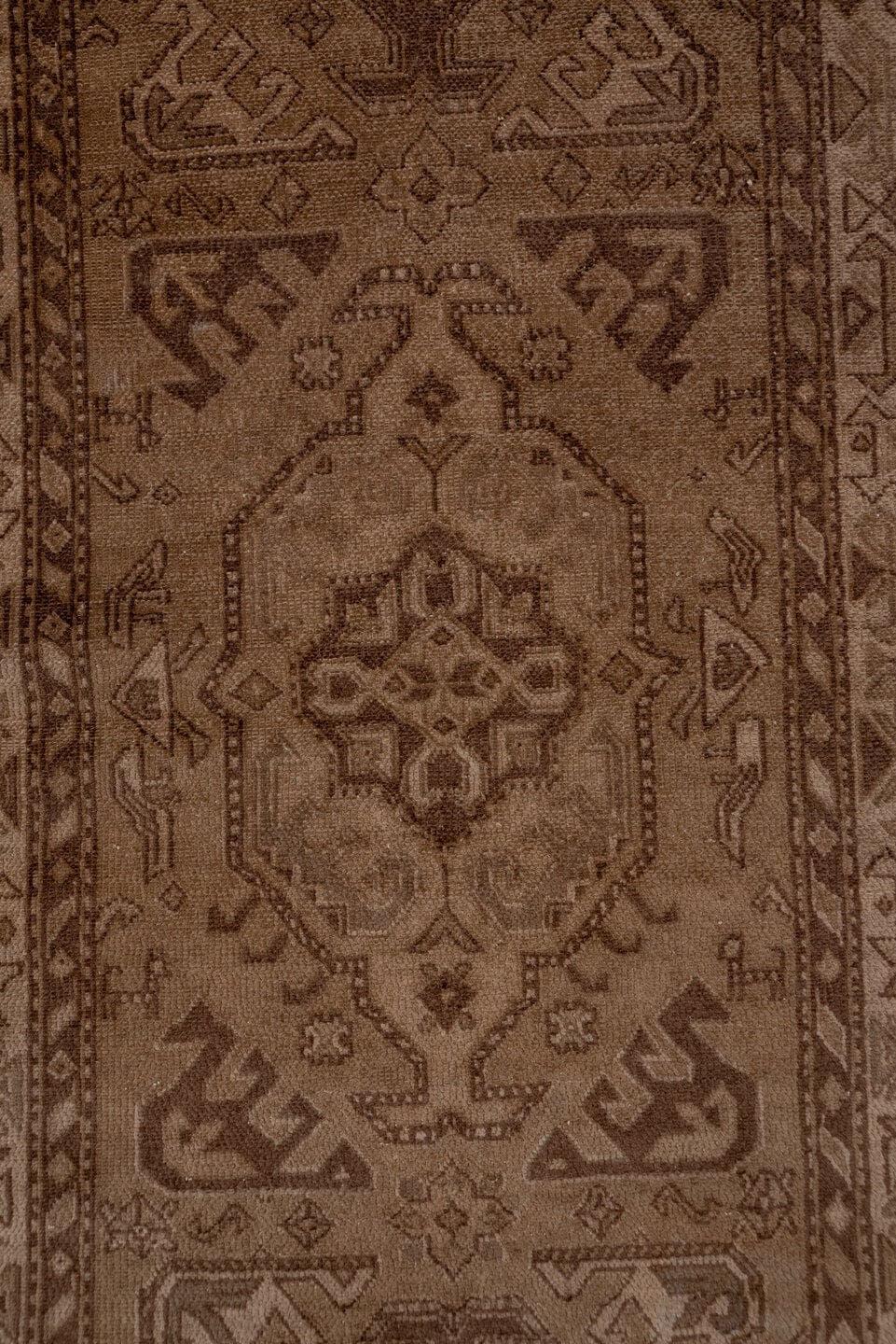 3' x 15' one-of-a-kind handmade antique NW Persian runner rug. Color palette: taupe, brown, camel, mocha, ivory, beige, gray