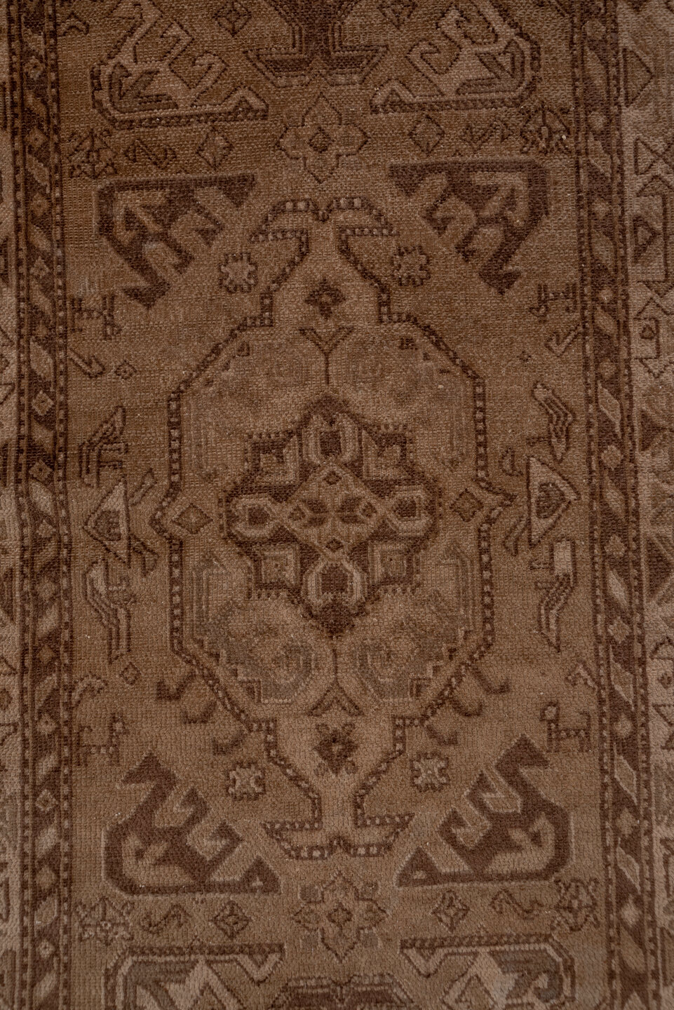3' x 15' one-of-a-kind handmade antique NW Persian runner rug. Color palette: taupe, brown, camel, mocha, ivory, beige, gray