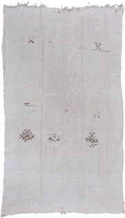 7' x 12' one-of-a-kind handmade vintage Hemp Kilim large size rug. Color palette: ivory, cream, taupe, brown, beige, gray