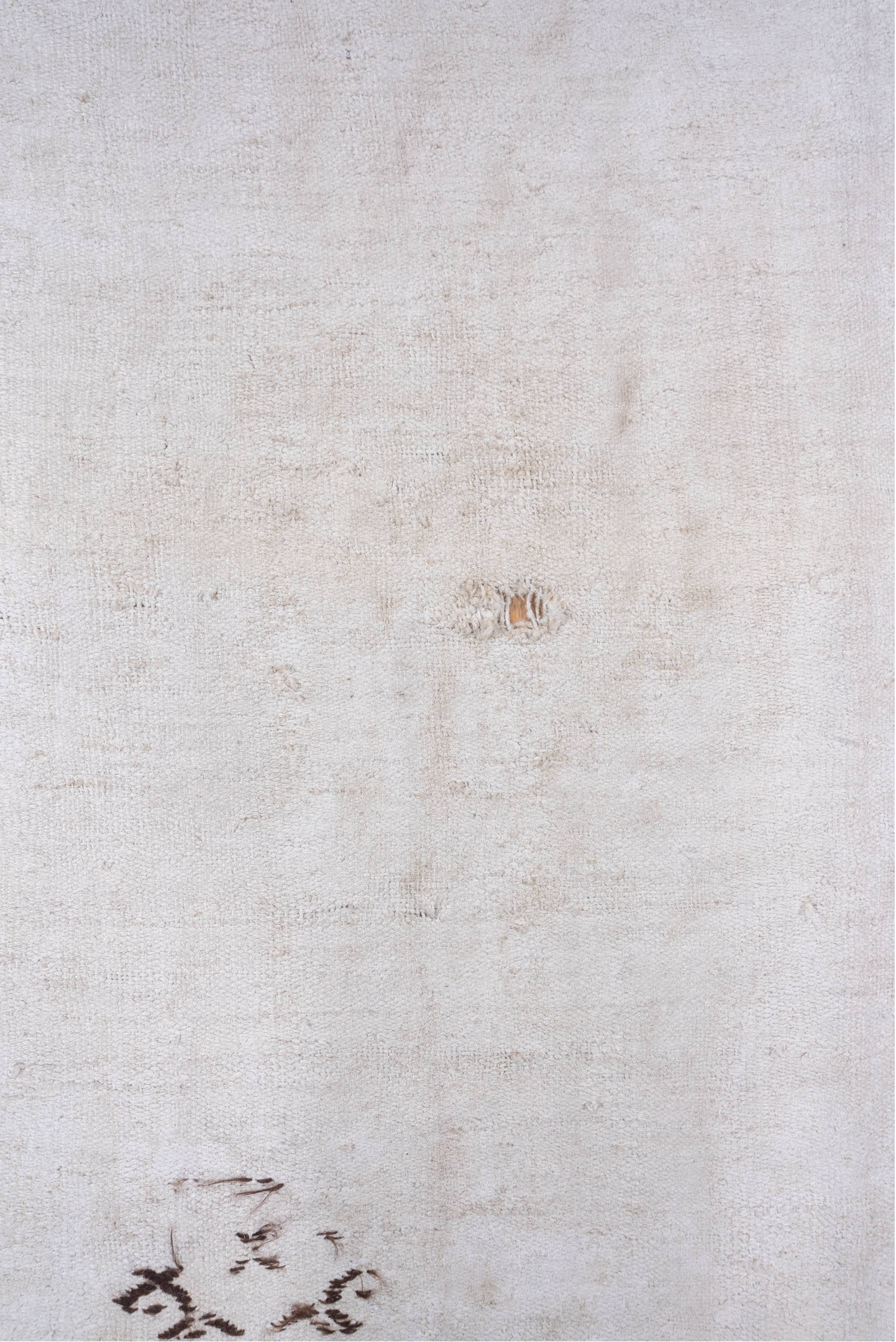 7' x 12' one-of-a-kind handmade vintage Hemp Kilim large size rug. Color palette: ivory, cream, taupe, brown, beige, gray