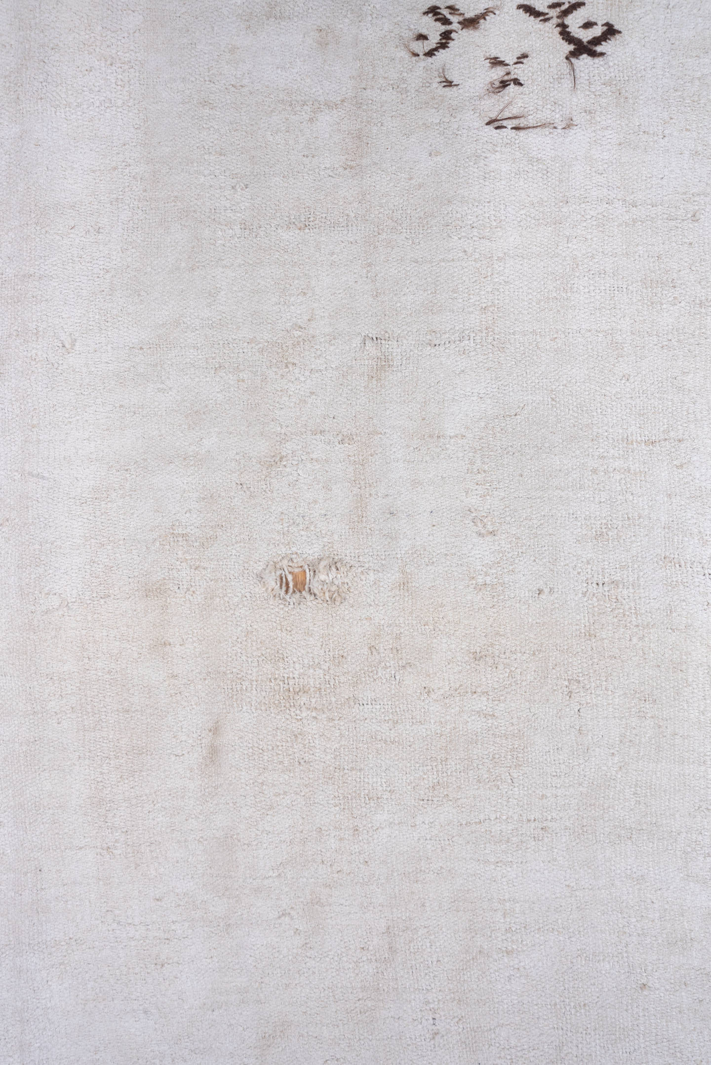 7' x 12' one-of-a-kind handmade vintage Hemp Kilim large size rug. Color palette: ivory, cream, taupe, brown, beige, gray