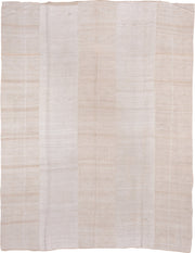 6' x 12' one-of-a-kind handmade vintage Hemp Kilim large size rug. Color palette: ivory, beige, cream, taupe, gray
