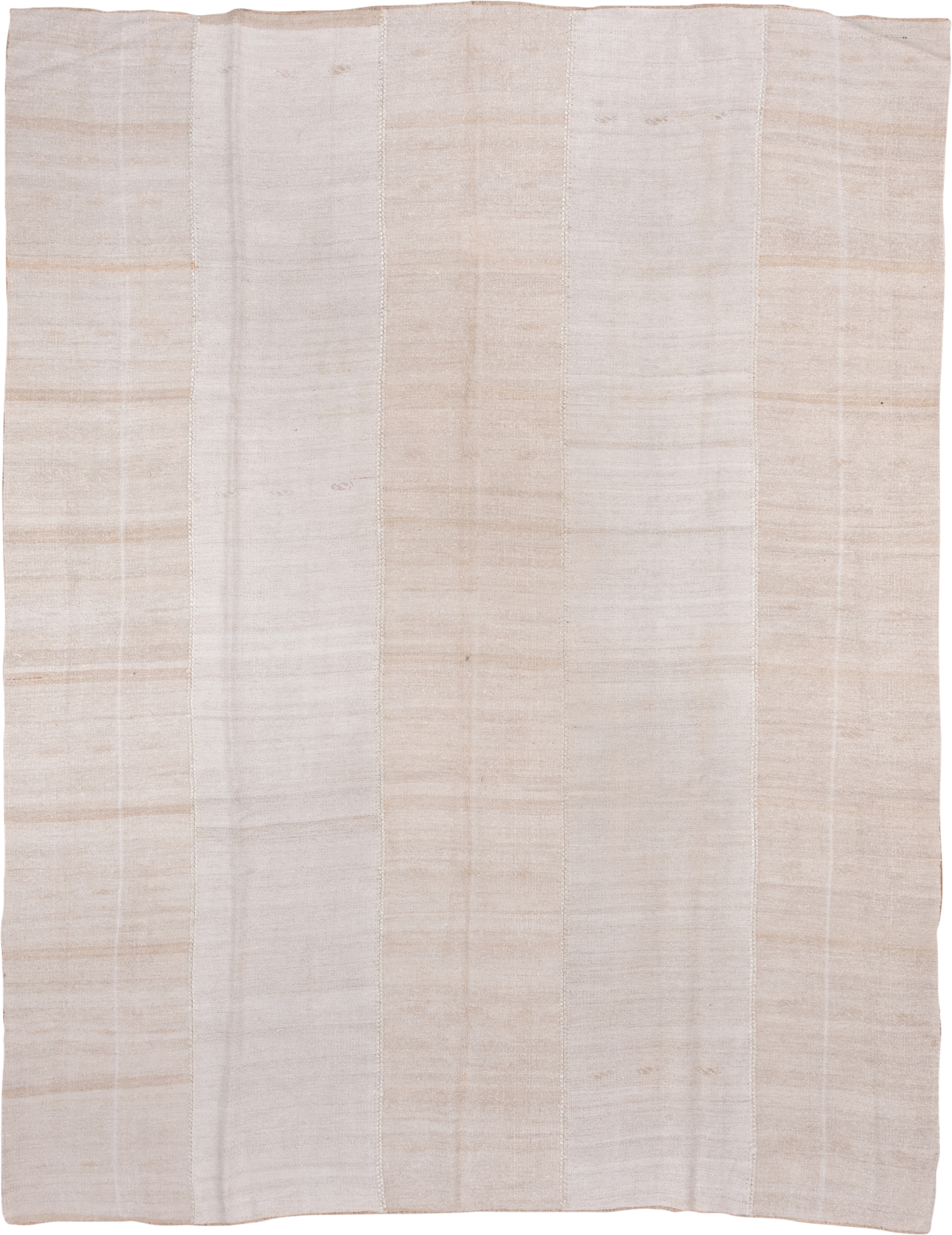 6' x 12' one-of-a-kind handmade vintage Hemp Kilim large size rug. Color palette: ivory, beige, cream, taupe, gray
