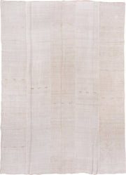 6' x 15' one-of-a-kind handmade vintage Hemp Kilim rug. Color palette: ivory, cream, beige, taupe, gray