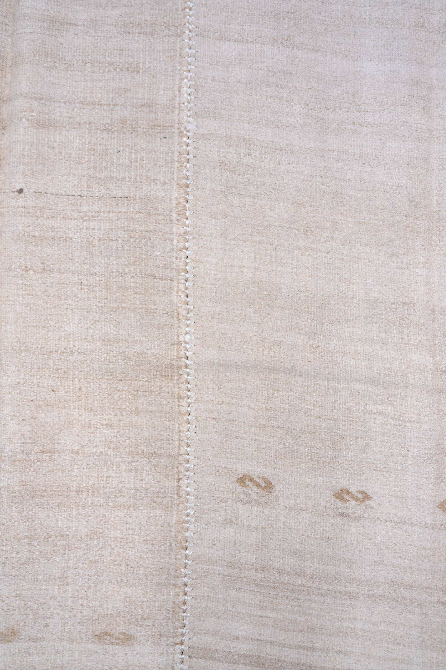 6' x 15' one-of-a-kind handmade vintage Hemp Kilim rug. Color palette: ivory, cream, beige, taupe, gray