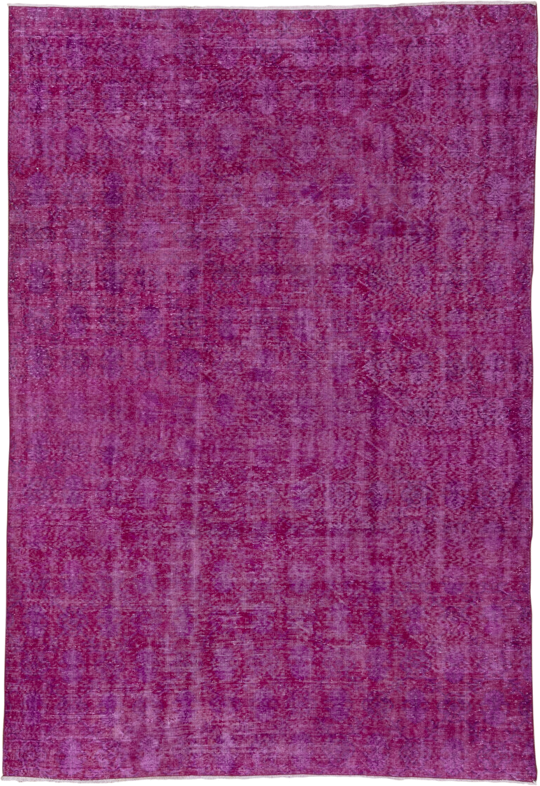 7' x 10' one-of-a-kind handmade vintage Sparta large size rug. Color palette: magenta, fuchsia, violet, orchid, plum, pink