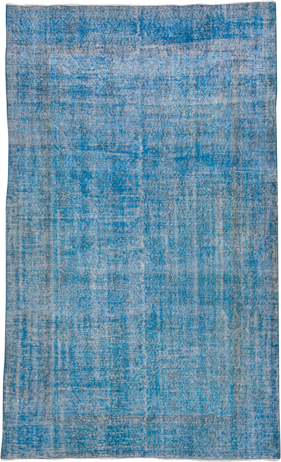 6' x 10' one-of-a-kind handmade vintage Sparta large size rug. Color palette: sky blue, azure, ivory, slate, light blue
