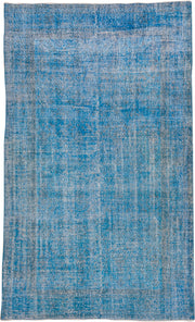 6' x 10' one-of-a-kind handmade vintage Sparta large size rug. Color palette: sky blue, azure, ivory, slate, light blue