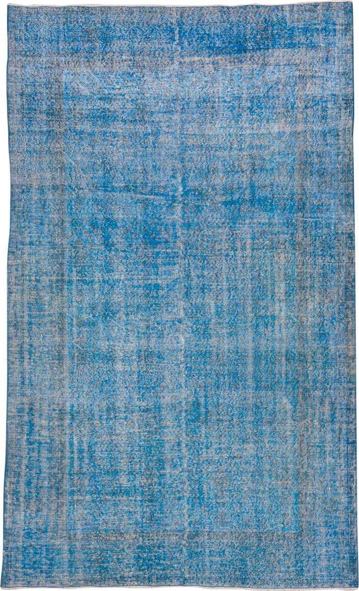 6' x 10' one-of-a-kind handmade vintage Sparta large size rug. Color palette: sky blue, azure, ivory, slate, light blue