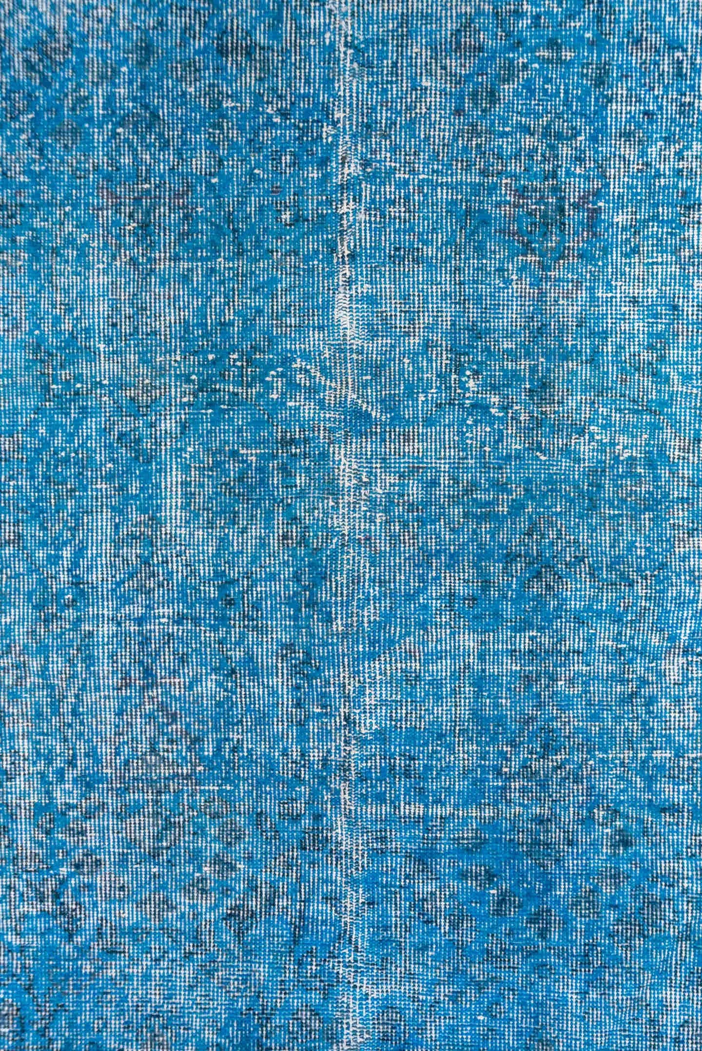 6' x 10' one-of-a-kind handmade vintage Sparta large size rug. Color palette: sky blue, azure, ivory, slate, light blue