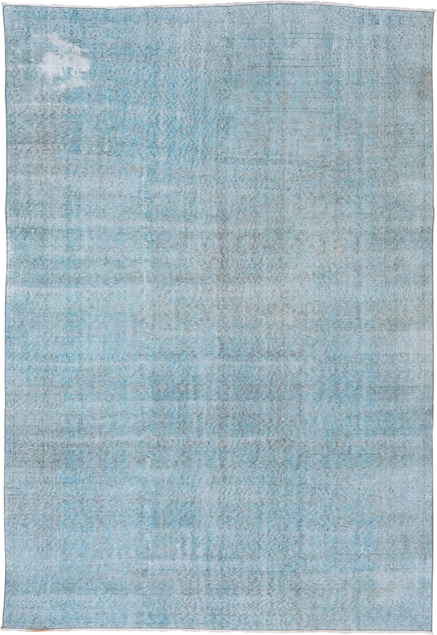 6' x 10' one-of-a-kind handmade vintage Sparta large size rug. Color palette: pale blue, ice blue, silver, ivory, light blue