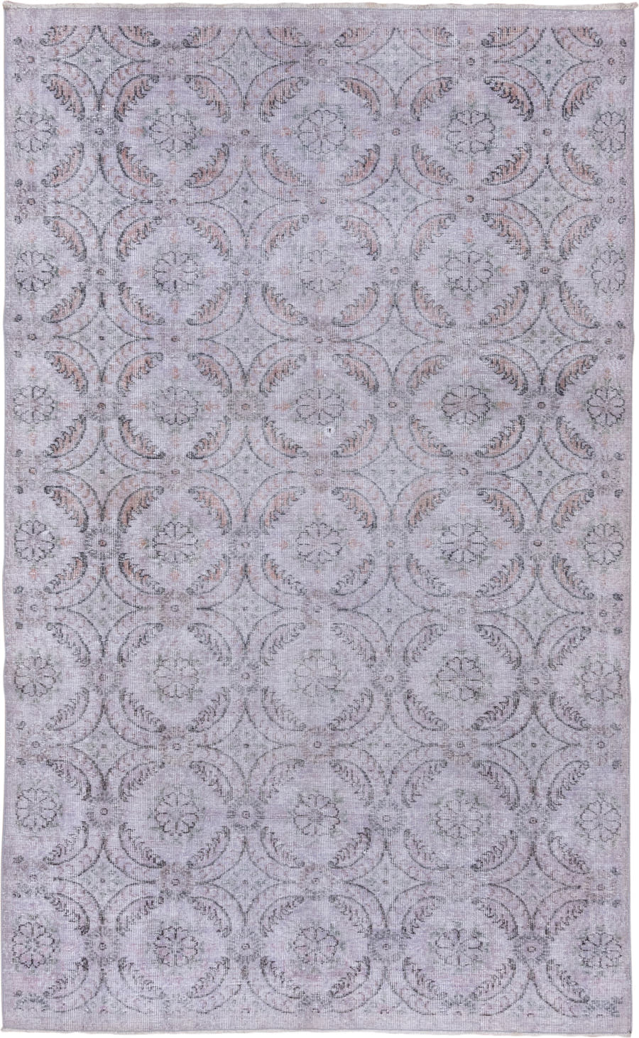 6' x 10' one-of-a-kind handmade vintage Sparta large size rug. Color palette: blush, ivory, taupe, dusty rose, gray, pink