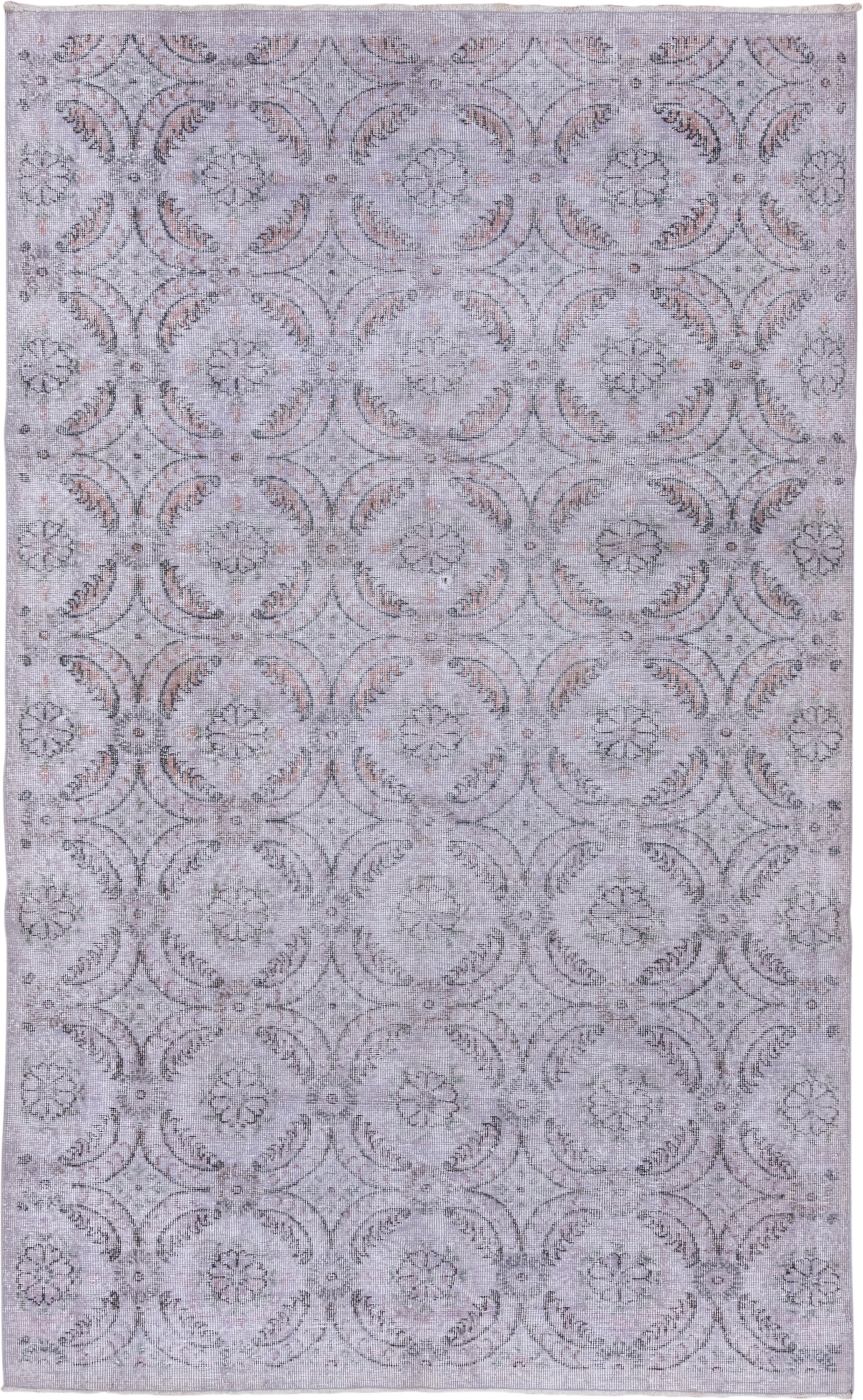 6' x 10' one-of-a-kind handmade vintage Sparta large size rug. Color palette: blush, ivory, taupe, dusty rose, gray, pink