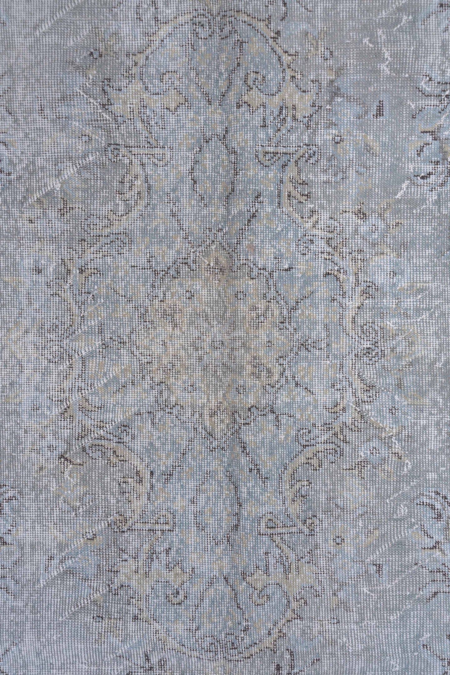 5' x 10' one-of-a-kind handmade vintage Sparta medium size rug. Color palette: ivory, taupe, beige, stone, light gray, gray