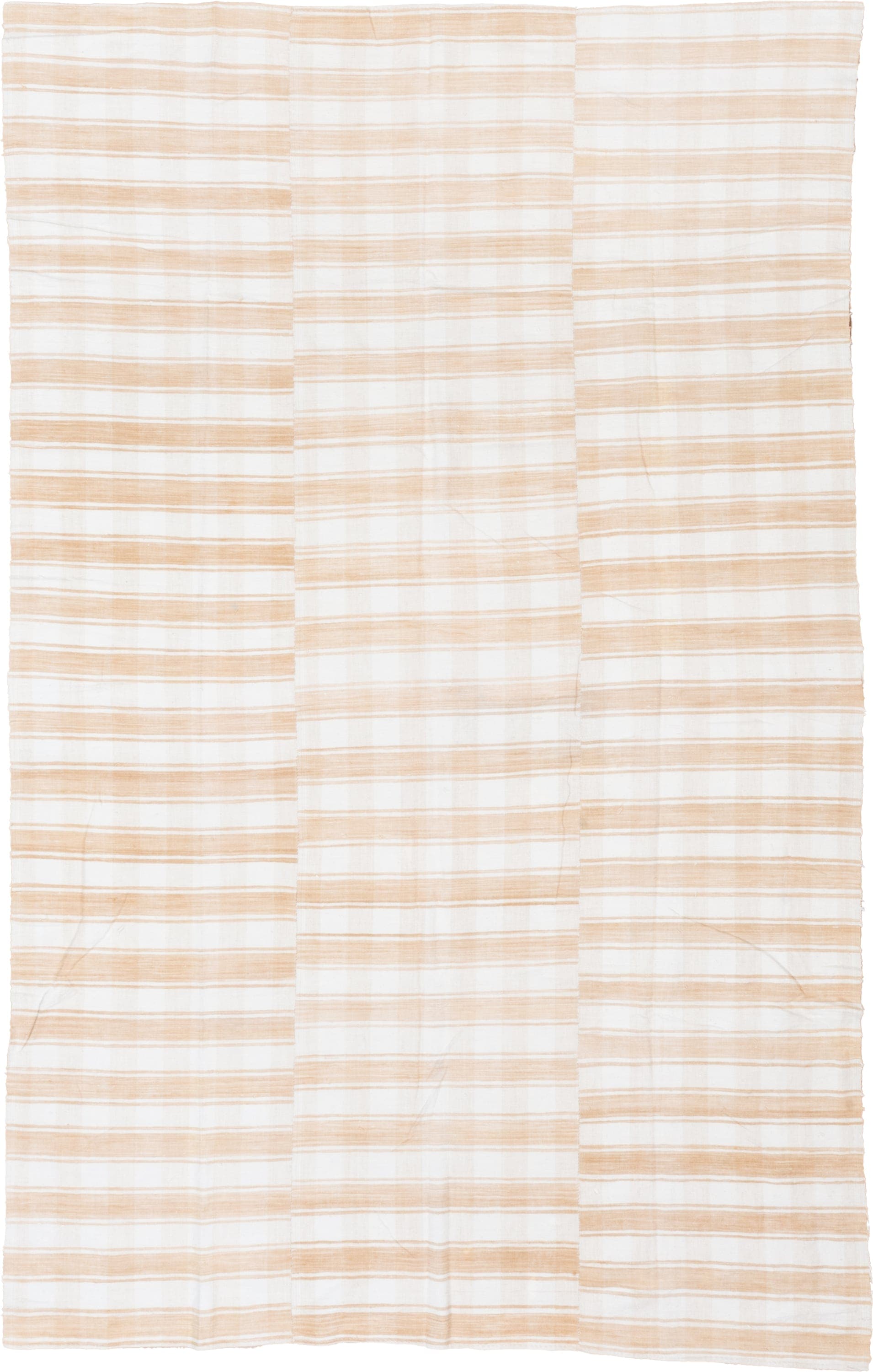 5' x 8' one-of-a-kind handmade antique Textile medium size rug. Color palette: ivory, cream, camel, sand, beige