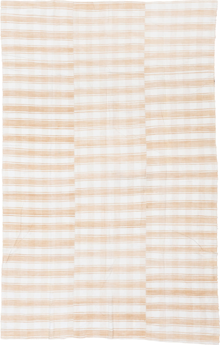 5' x 8' one-of-a-kind handmade antique Textile medium size rug. Color palette: ivory, cream, camel, sand, beige