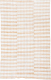 5' x 8' one-of-a-kind handmade antique Textile medium size rug. Color palette: ivory, cream, camel, sand, beige