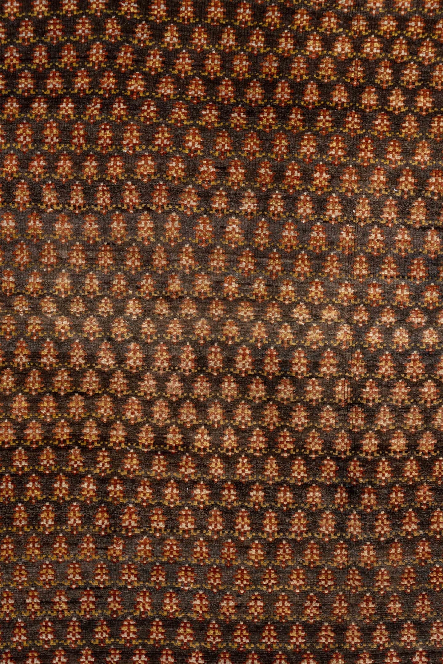 4' x 6' one-of-a-kind handmade antique Malayer small size rug. Color palette: brown, ivory, rust, gold, camel, charcoal