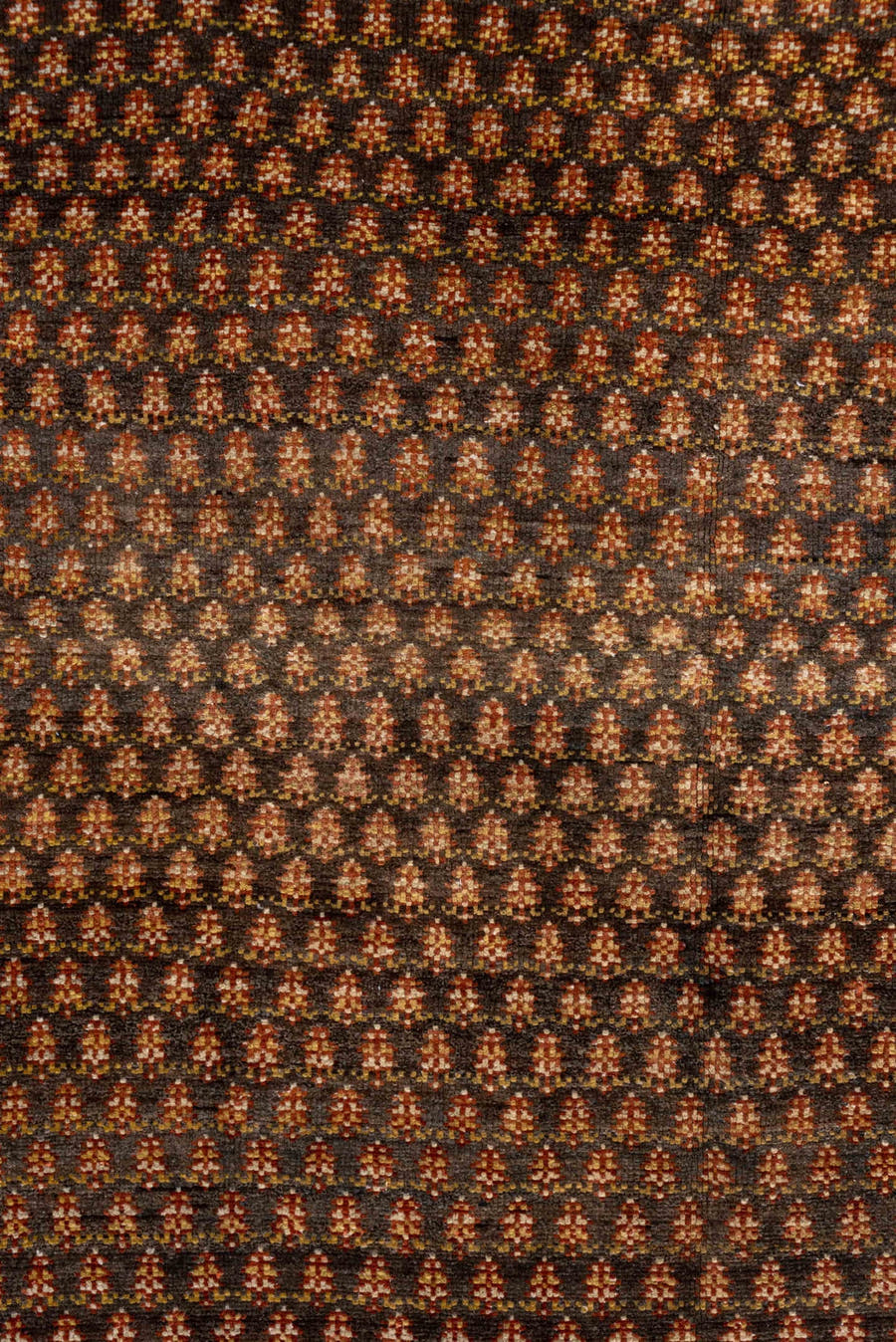 4' x 6' one-of-a-kind handmade antique Malayer small size rug. Color palette: brown, ivory, rust, gold, camel, charcoal