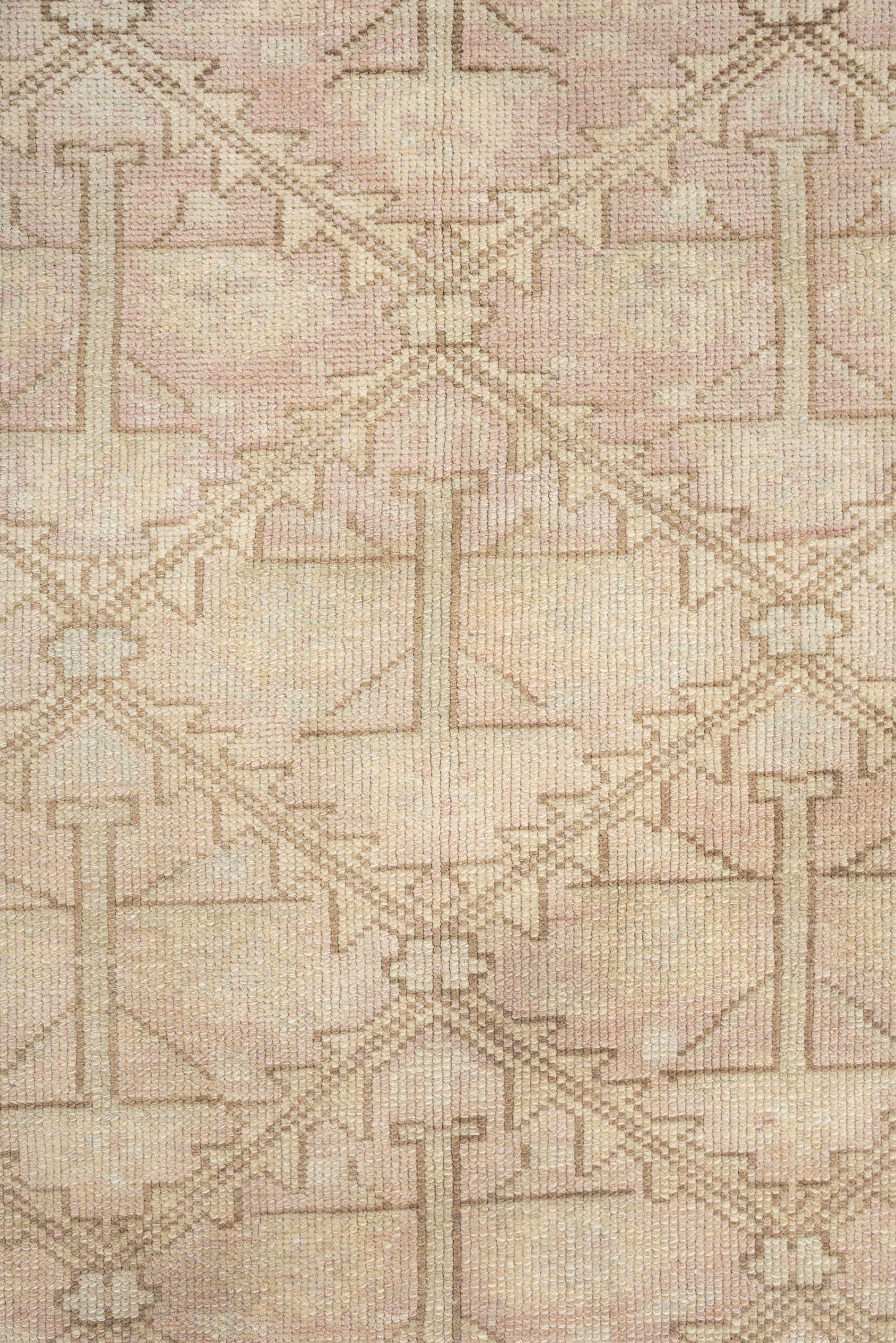 3' x 9' one-of-a-kind handmade antique Anatolian runner rug. Color palette: ivory, blush, taupe, sage, terracotta, camel
