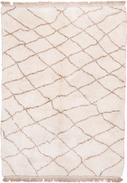 5' x 7' one-of-a-kind handmade vintage Moroccan rug. Color palette: ivory, taupe, cream, beige, gray