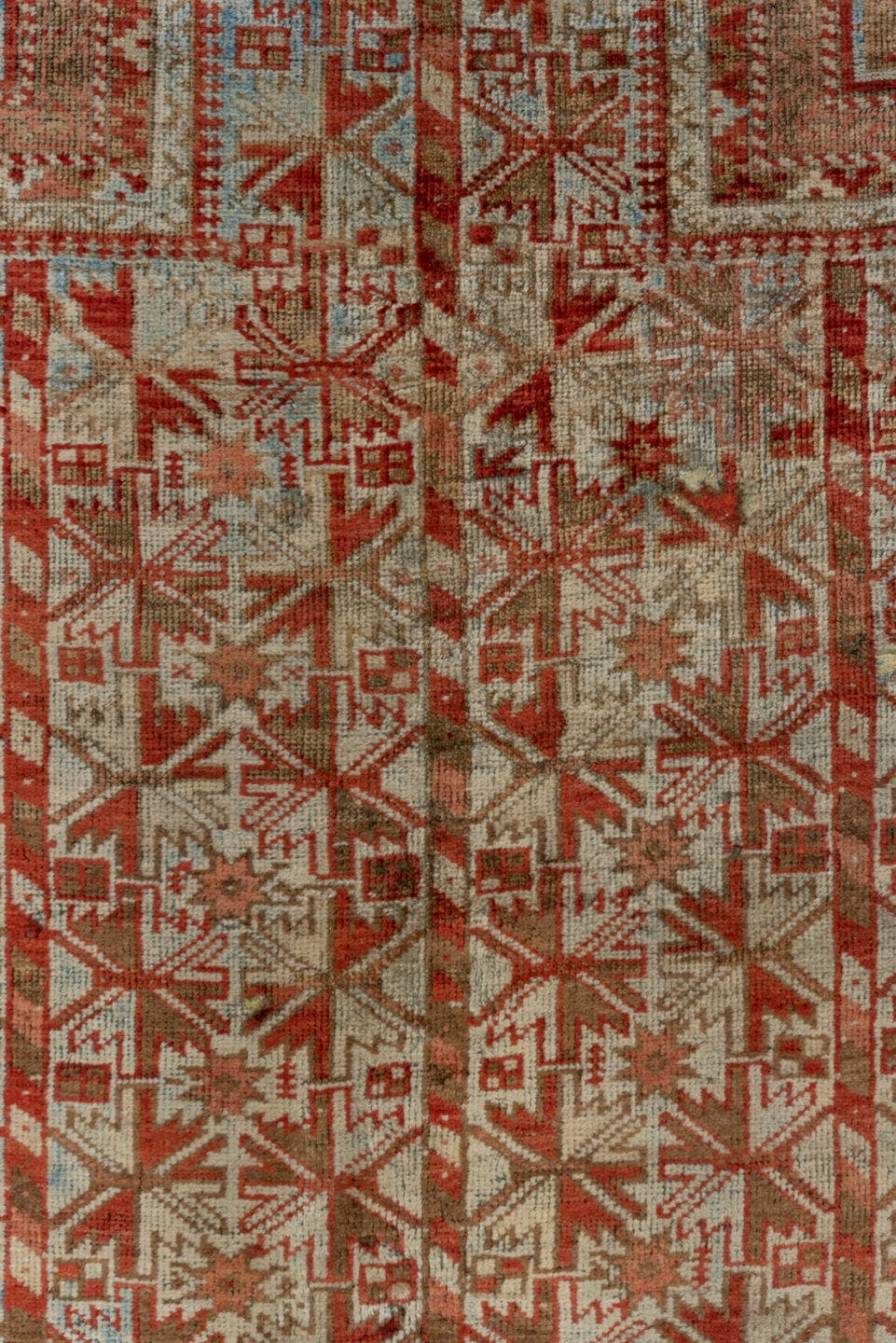 3' x 4' one-of-a-kind handmade antique Belouch small size rug. Color palette: rust, ivory, taupe, brown, terra cotta