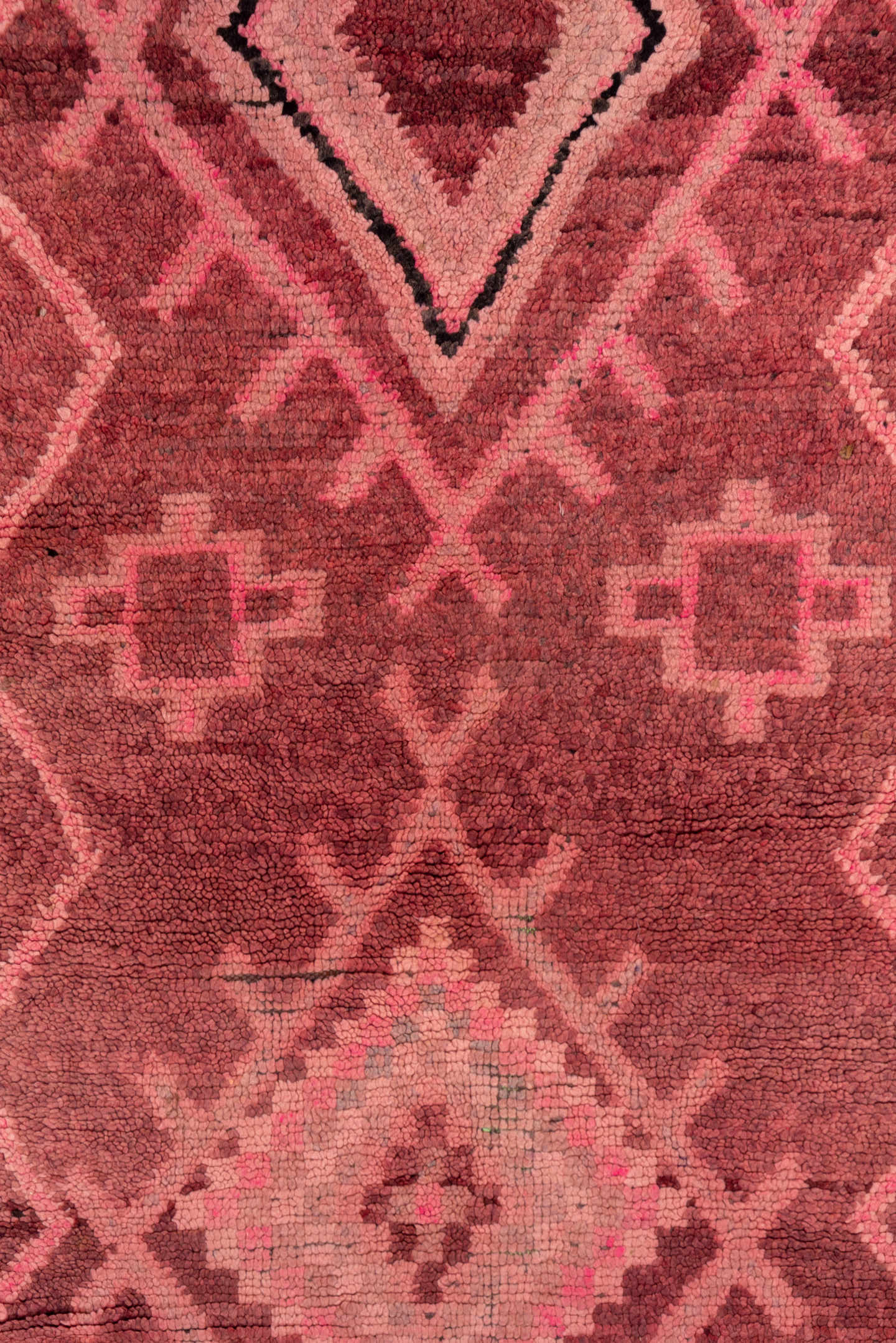 2' x 13' one-of-a-kind handmade vintage Rag Rug runner rug. Color palette: rose, mauve, dusty pink, burgundy, blush, brown