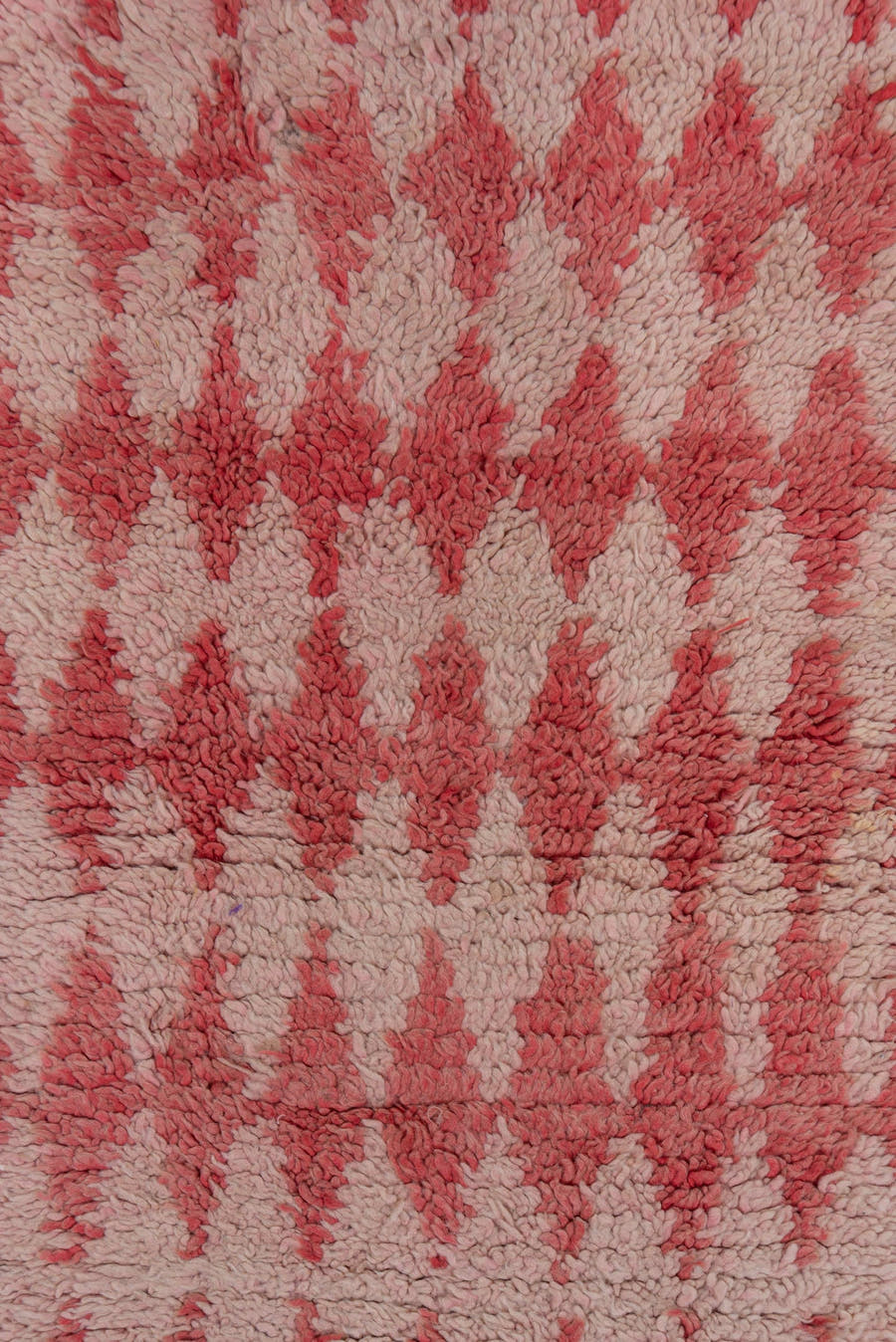 2' x 5' one-of-a-kind handmade vintage Moroccan small size rug. Color palette: rose, ivory, coral, blush, taupe, pink, red