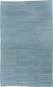 12' x 20' one-of-a-kind handmade vintage Kilim oversize rug. Color palette: sky blue, powder blue, slate, ivory, light blue