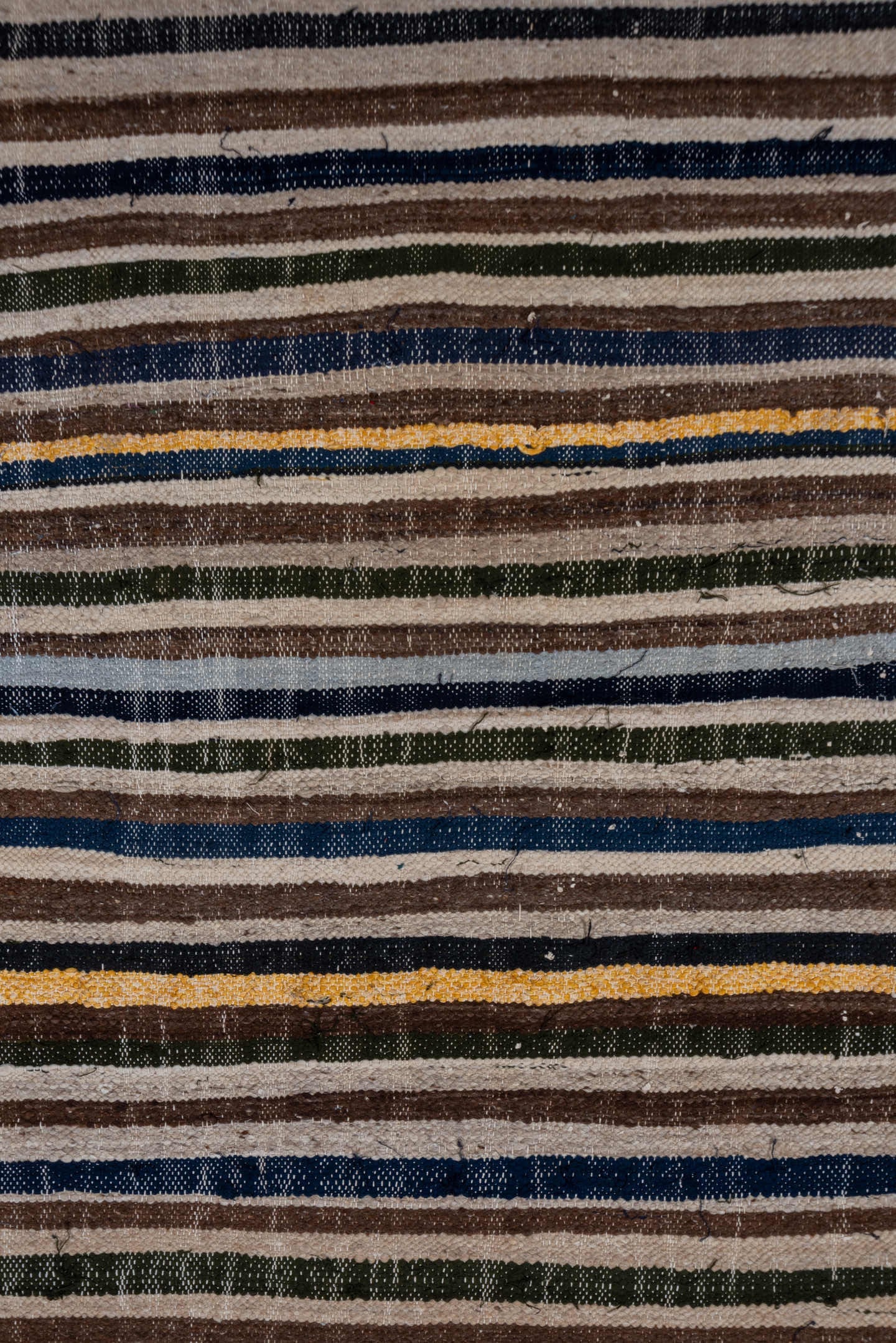 2' x 14' one-of-a-kind handmade vintage Blanket runner rug. Color palette: brown, ivory, indigo, charcoal, crimson, gold