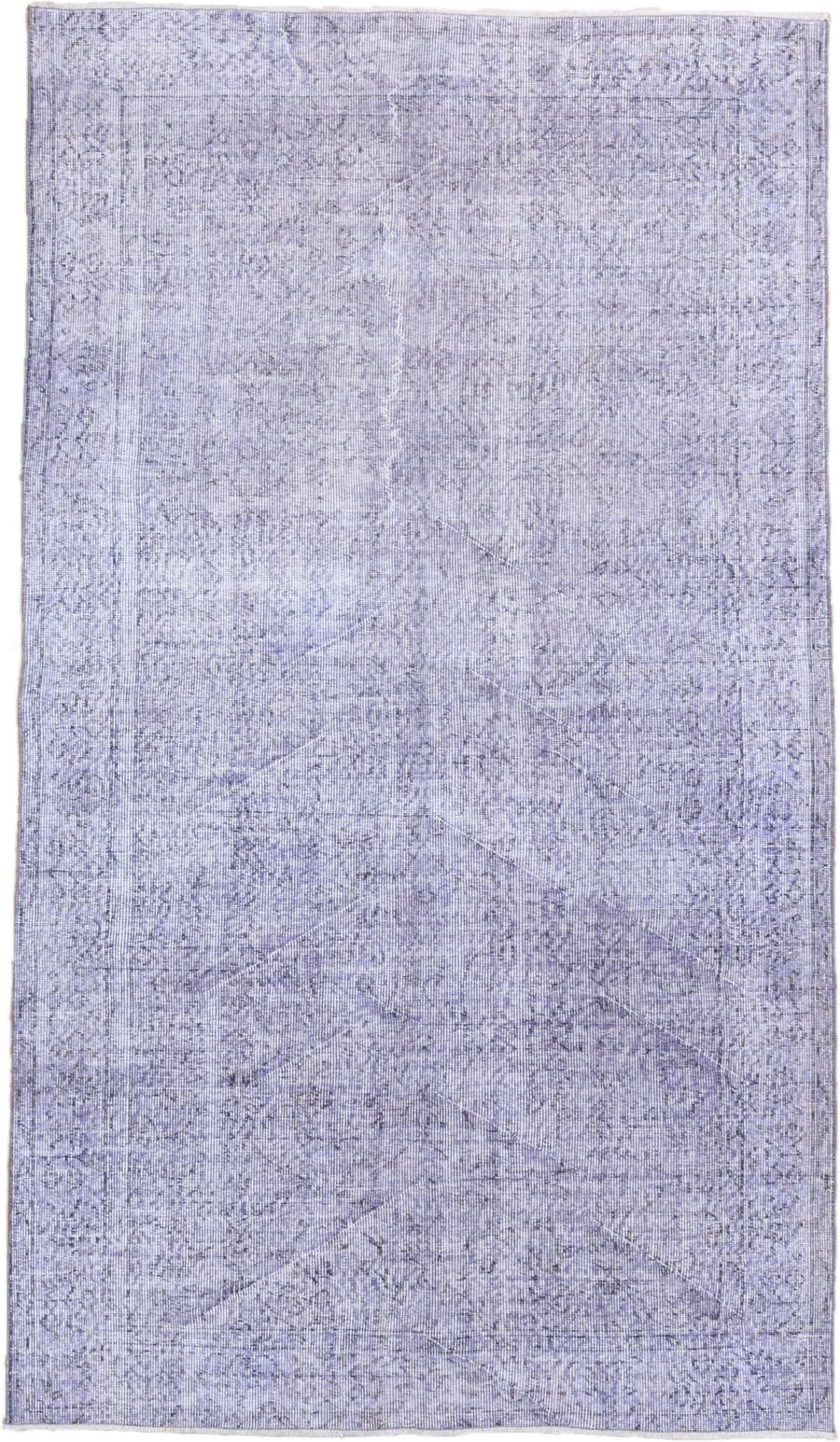 5' x 8' one-of-a-kind handmade vintage Overdyed medium size rug. Color palette: lavender, lilac, ivory, pale gray