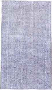5' x 8' one-of-a-kind handmade vintage Overdyed medium size rug. Color palette: lavender, lilac, ivory, pale gray