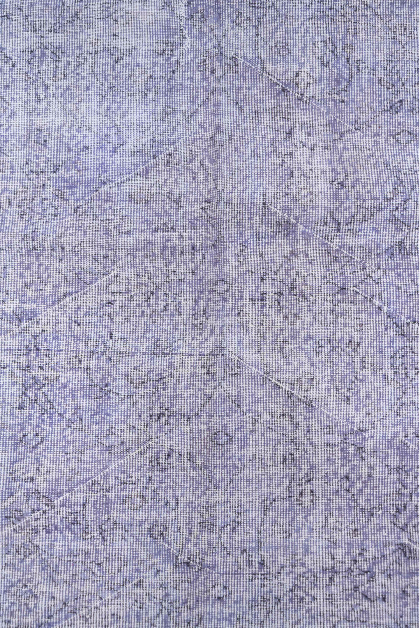 5' x 8' one-of-a-kind handmade vintage Overdyed medium size rug. Color palette: lavender, lilac, ivory, pale gray