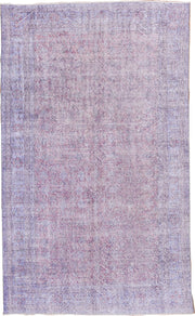 6' x 10' one-of-a-kind handmade vintage Overdyed large size rug. Color palette: lavender, blush, lilac, ivory, rose