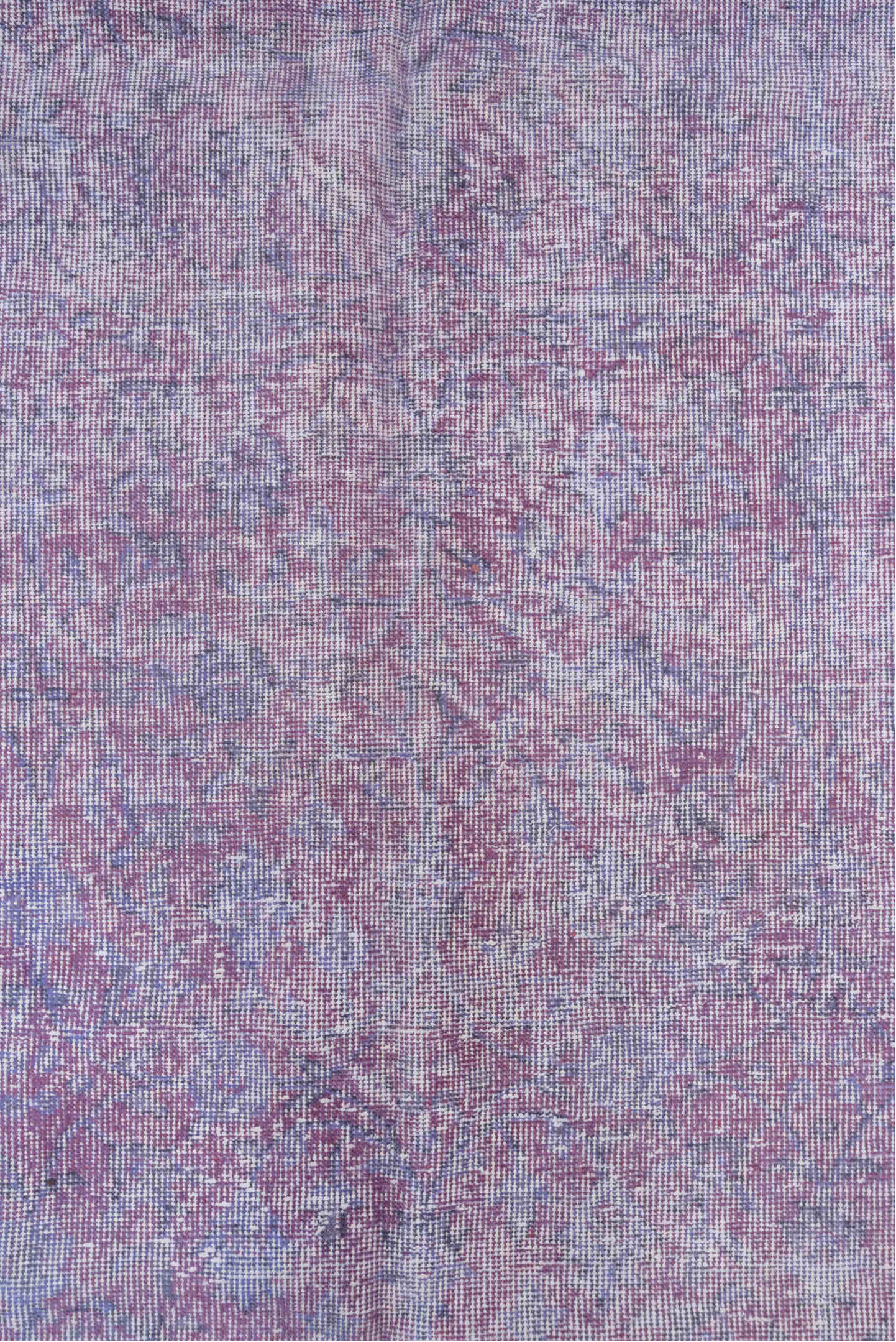6' x 10' one-of-a-kind handmade vintage Overdyed large size rug. Color palette: lavender, blush, lilac, ivory, rose