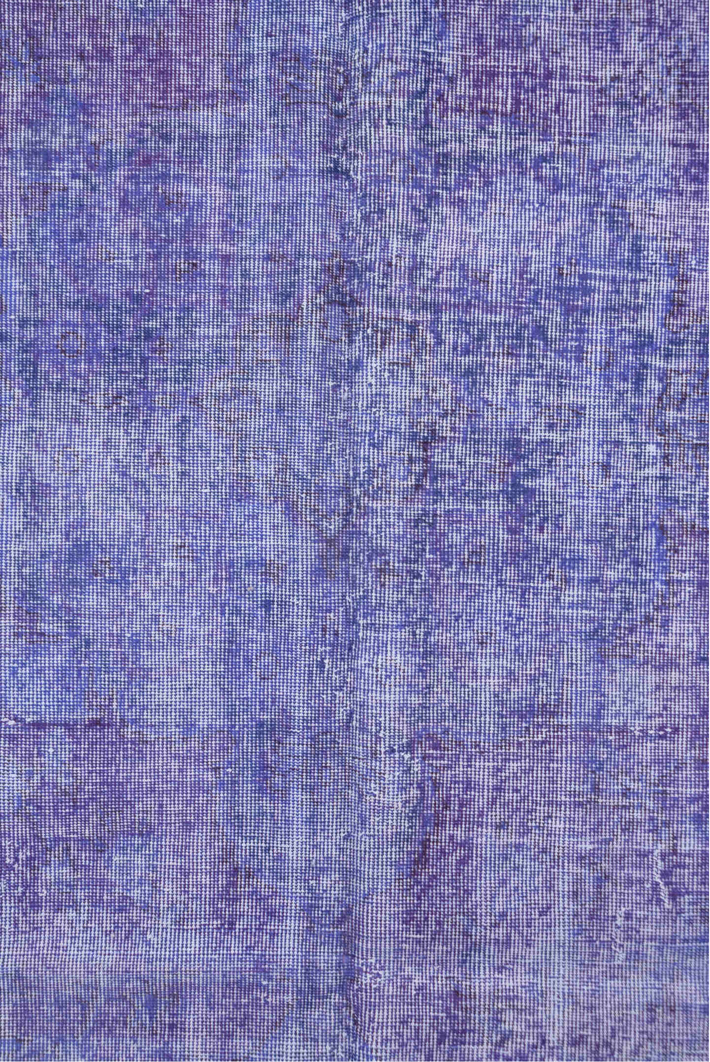 6' x 9' one-of-a-kind handmade vintage Overdyed medium size rug. Color palette: lavender, violet, lilac, ivory, light gray