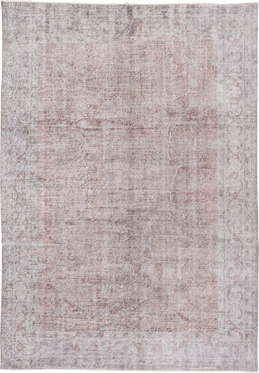 6' x 9' one-of-a-kind handmade vintage Overdyed medium size rug. Color palette: ivory, blush, taupe, rose, beige, pink, gray
