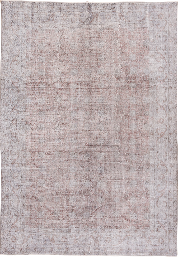 6' x 9' one-of-a-kind handmade vintage Overdyed medium size rug. Color palette: ivory, blush, taupe, rose, beige, pink, gray