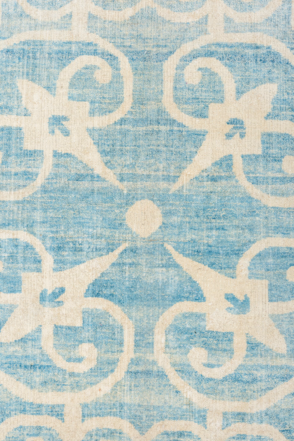 10' x 13' one-of-a-kind handmade vintage Khotan large size rug. Color palette: sky blue, ivory, cream, light blue